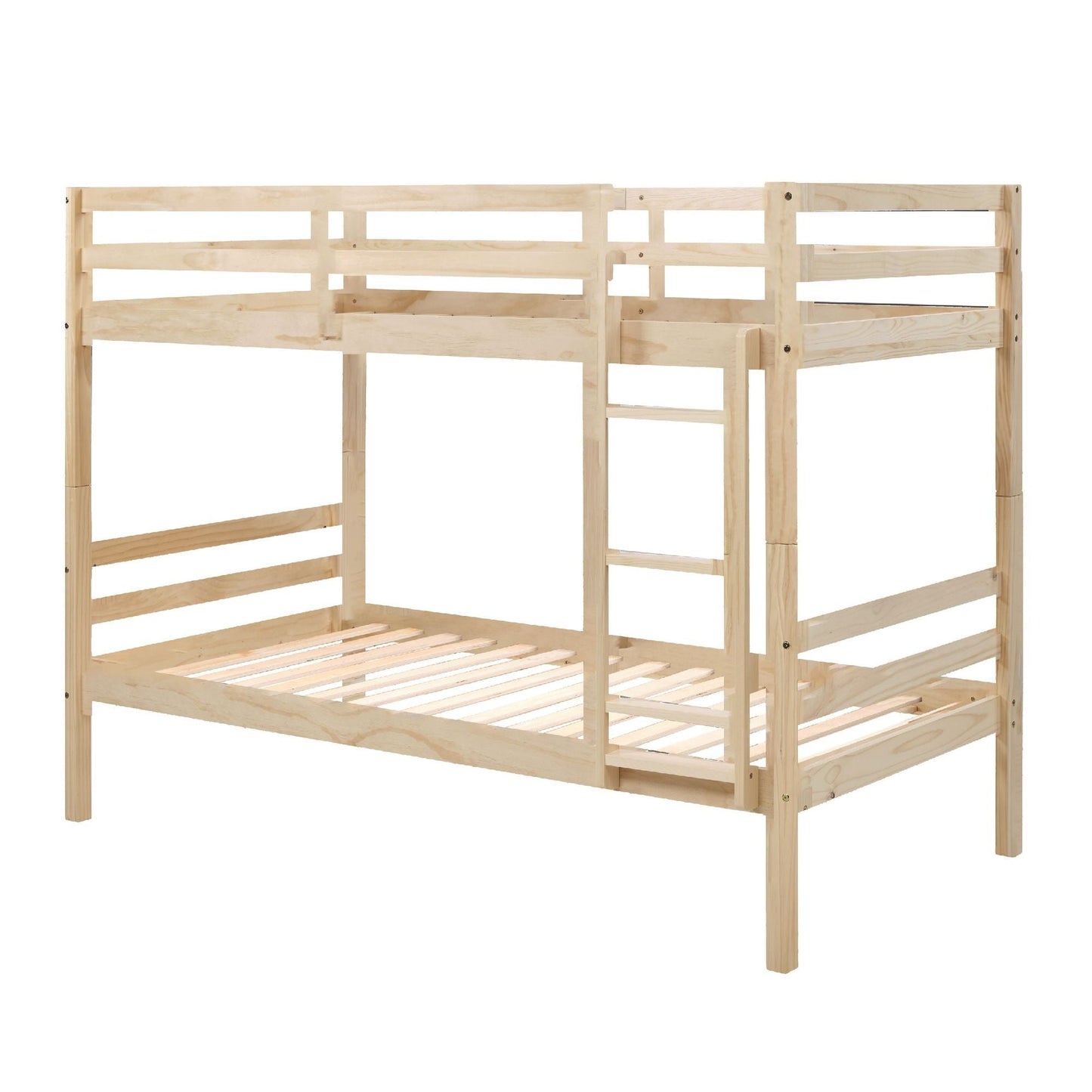Shared Room Solution Twin Over Twin Wood Bunk Bed with Ladder, White | Just Better Bunk Beds