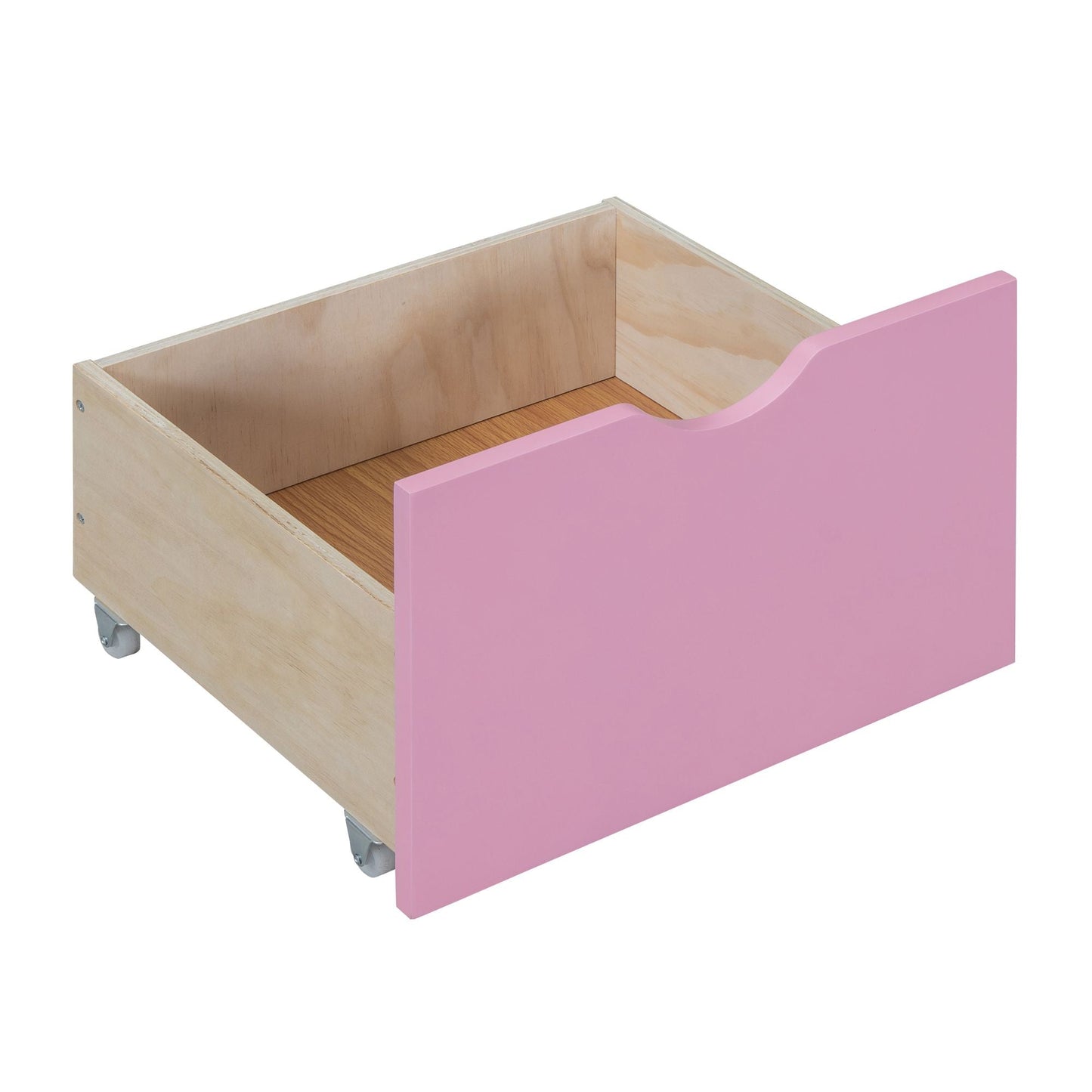 Space-Saving Twin Over Twin Wood Bunk Bed with Changeable Table, Upper Bed and Down Desk, Pink | Just Better Bunk Beds