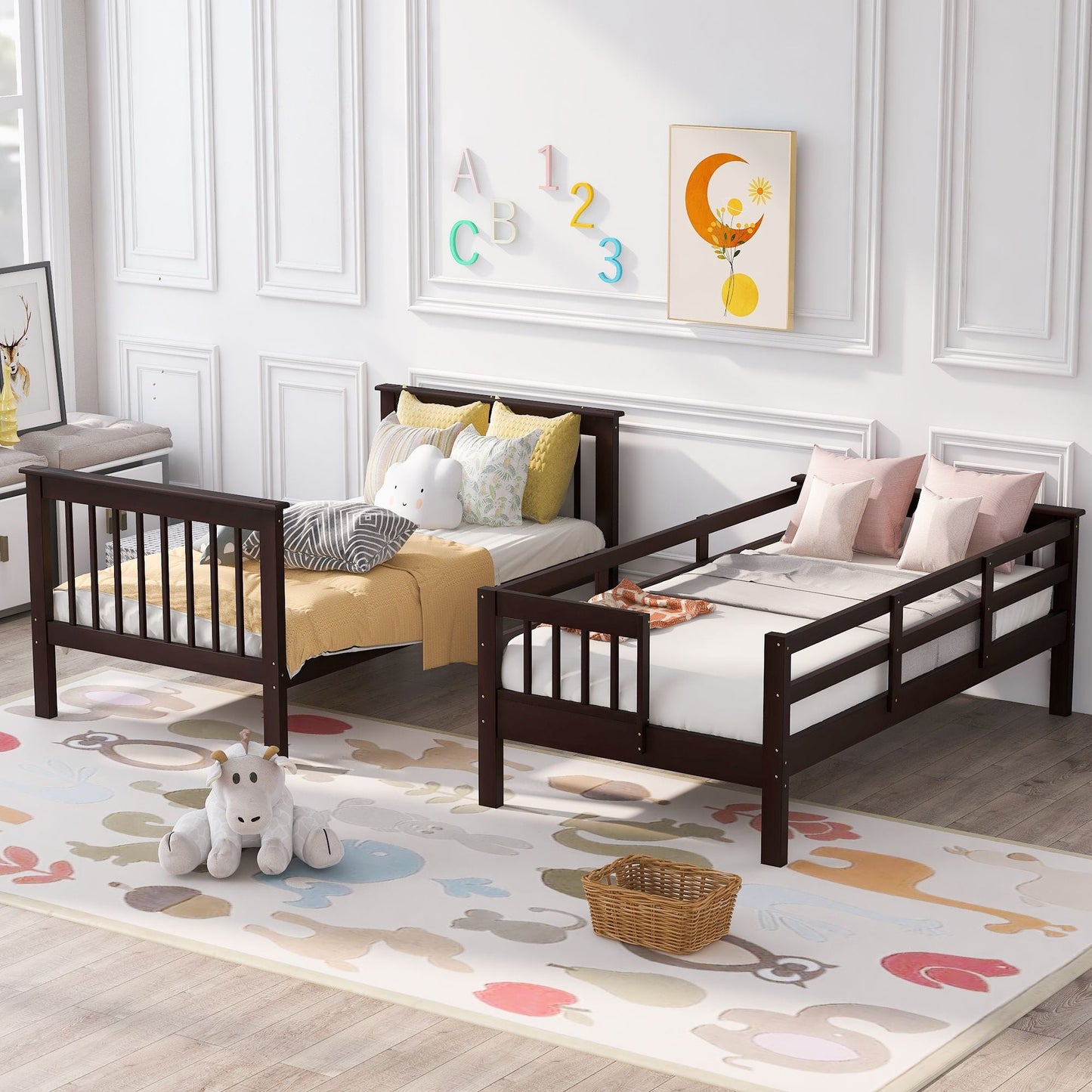 Staircase Storage Twin Over Twin Wood Bunk Bed, Espresso | Just Better Bunk Beds