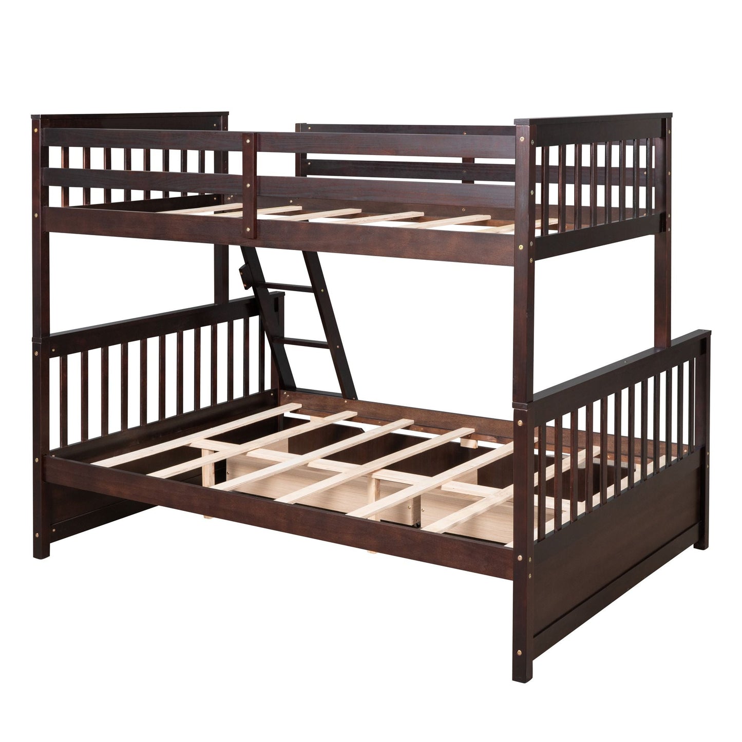 Heavy-Duty Twin Over Full Wood Bunk Bed with Ladders and Two Storage Drawers, White | Just Better Bunk Beds