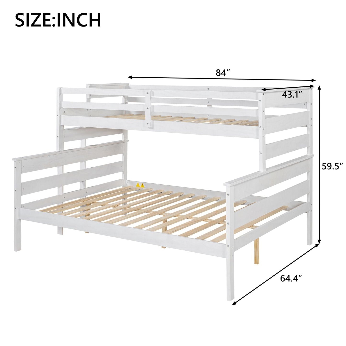 Shared Room Solution Twin XL Over Queen Wood Bunk Bed with Ladder, White | Just Better Bunk Beds