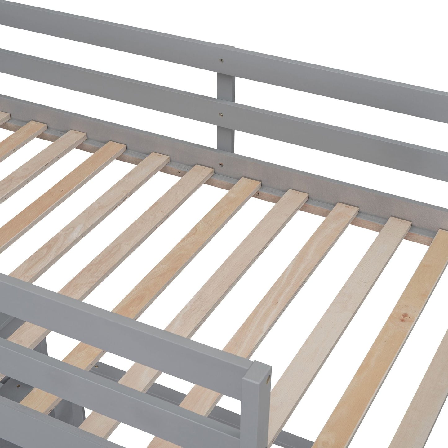 Twin Over Full Bunk Bed with Desk,  Gray