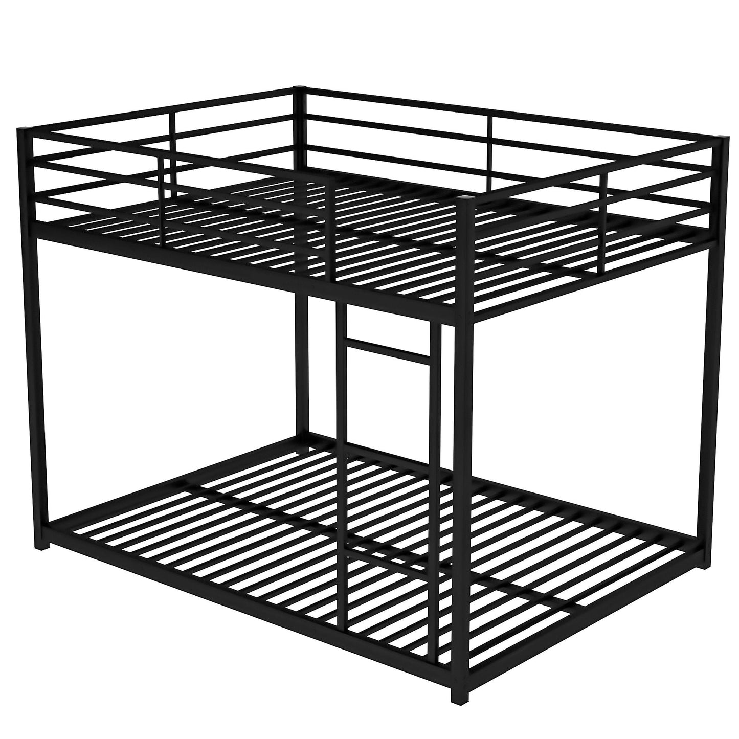 Low Profile Full Over Full Metal Bunk Bed with Ladder, Black | Just Better Bunk Beds
