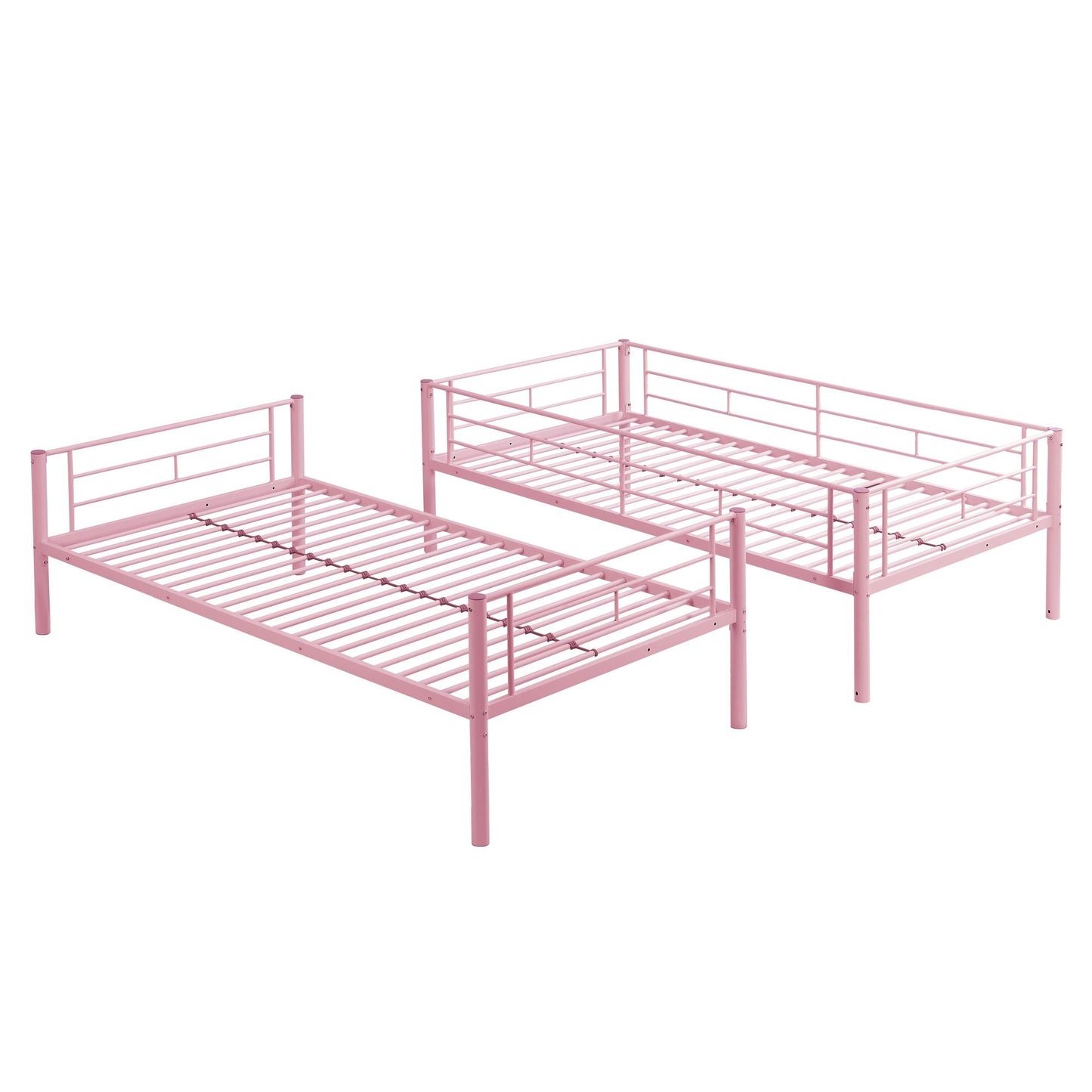 Shared Room Solution Twin Over Twin Metal Bunk Bed with 2 Ladders and Full-Length Guardrail, Black | Just Better Bunk Beds