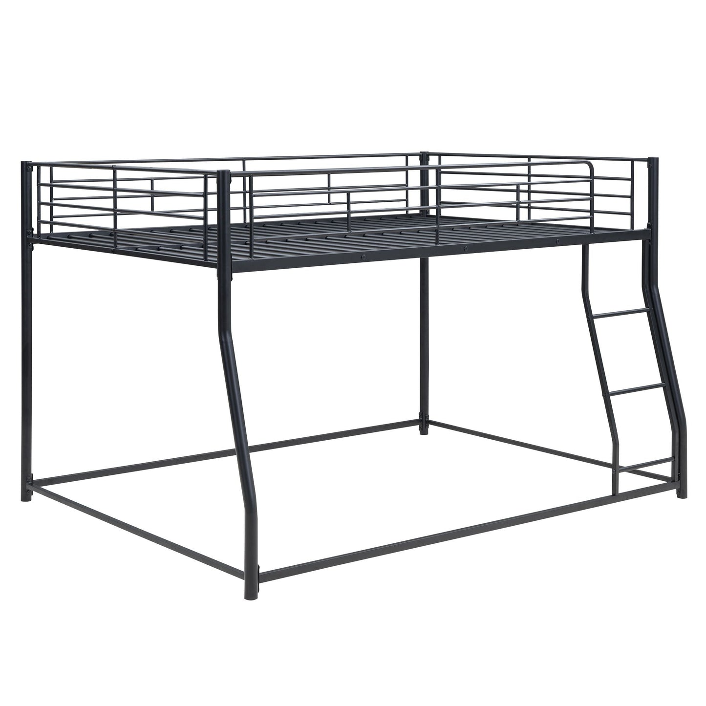 Shared Room Solution Full XL Over Queen Metal Floor Bunk Bed, Black | Just Better Bunk Beds