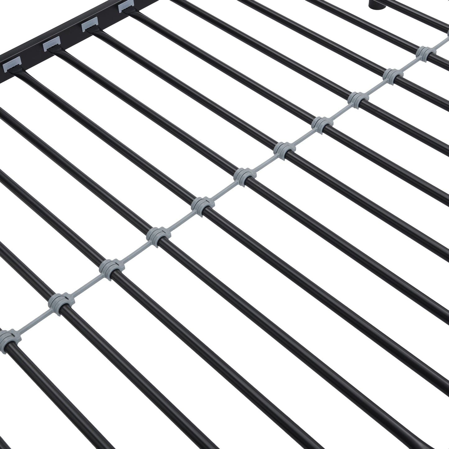 Heavy-Duty Twin Metal Bunk Bed with Trundle and Guard Rail, Multiple Colors | Just Better Bunk Beds