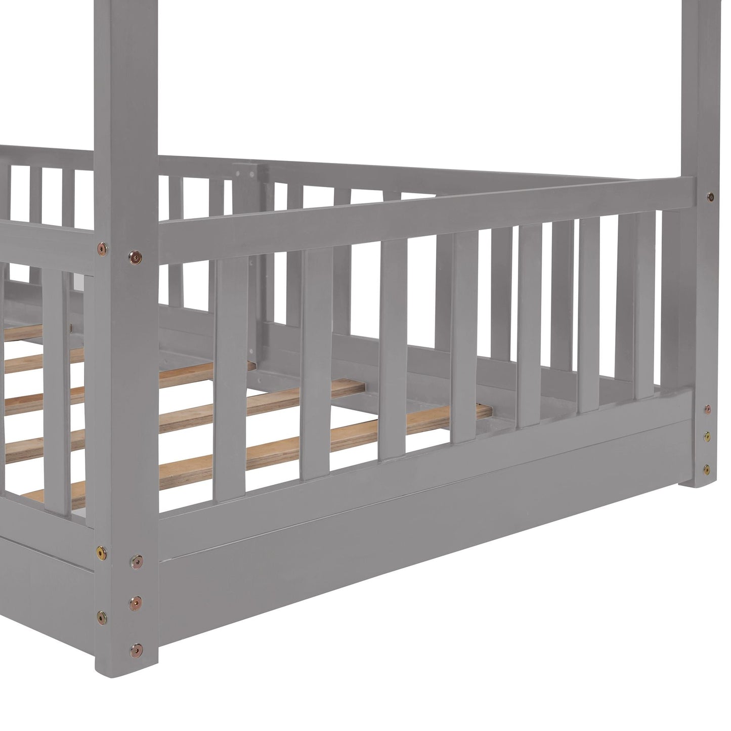 Kids Bedroom Twin Over Twin Wood Bunk Bed with Slide and Ladder, White | Just Better Bunk Beds