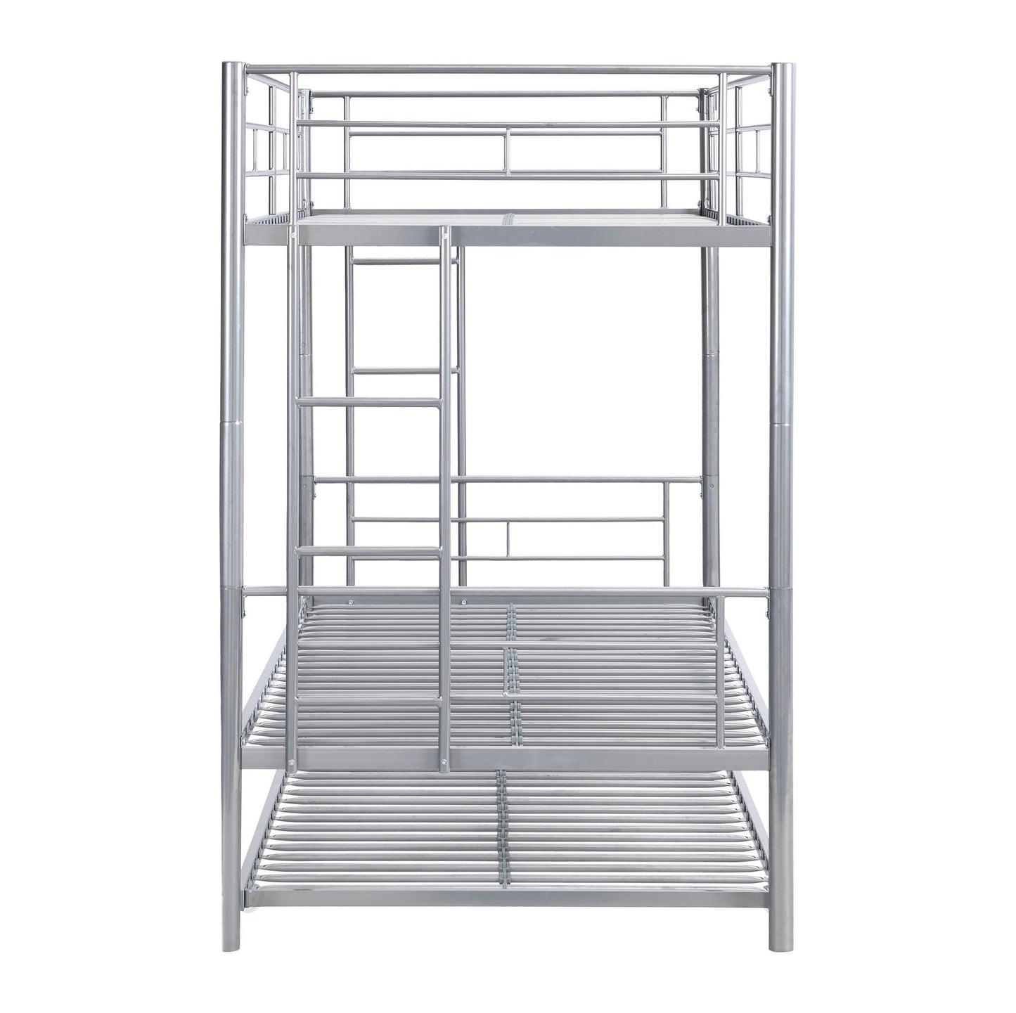 Heavy-Duty Twin Metal Bunk Bed with Trundle and Guard Rail, Multiple Colors | Just Better Bunk Beds