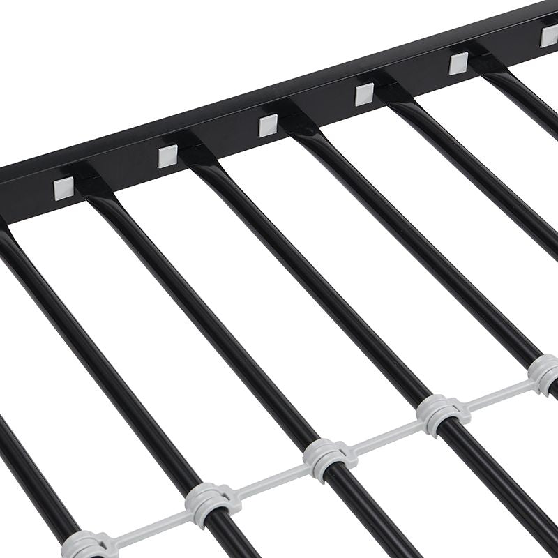 Space-Saving Metal Floor Bunk Bed Twin Over Full, Black | Just Better Bunk Beds