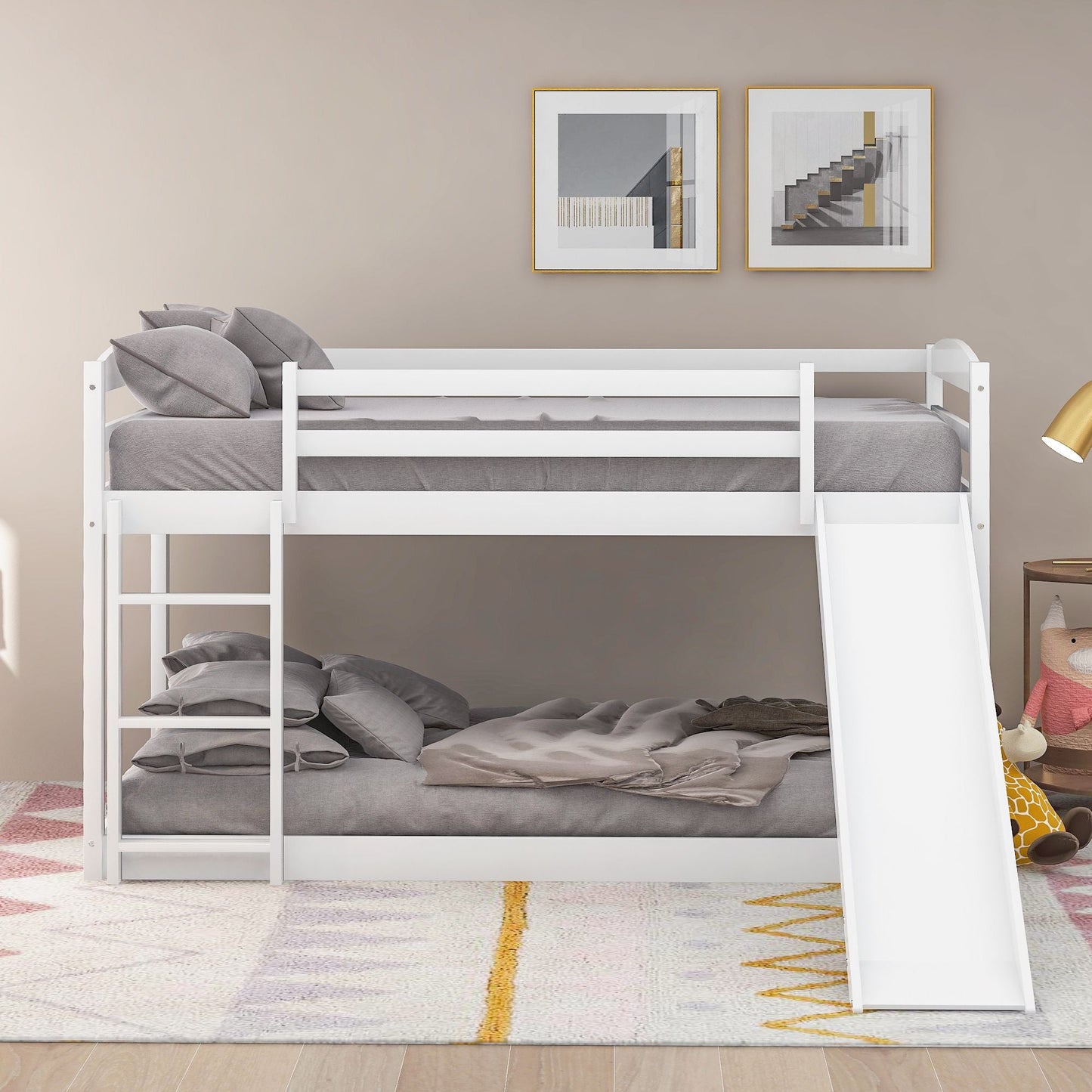 Twin over Twin Bunk Bed with Convertible Slide and Ladder