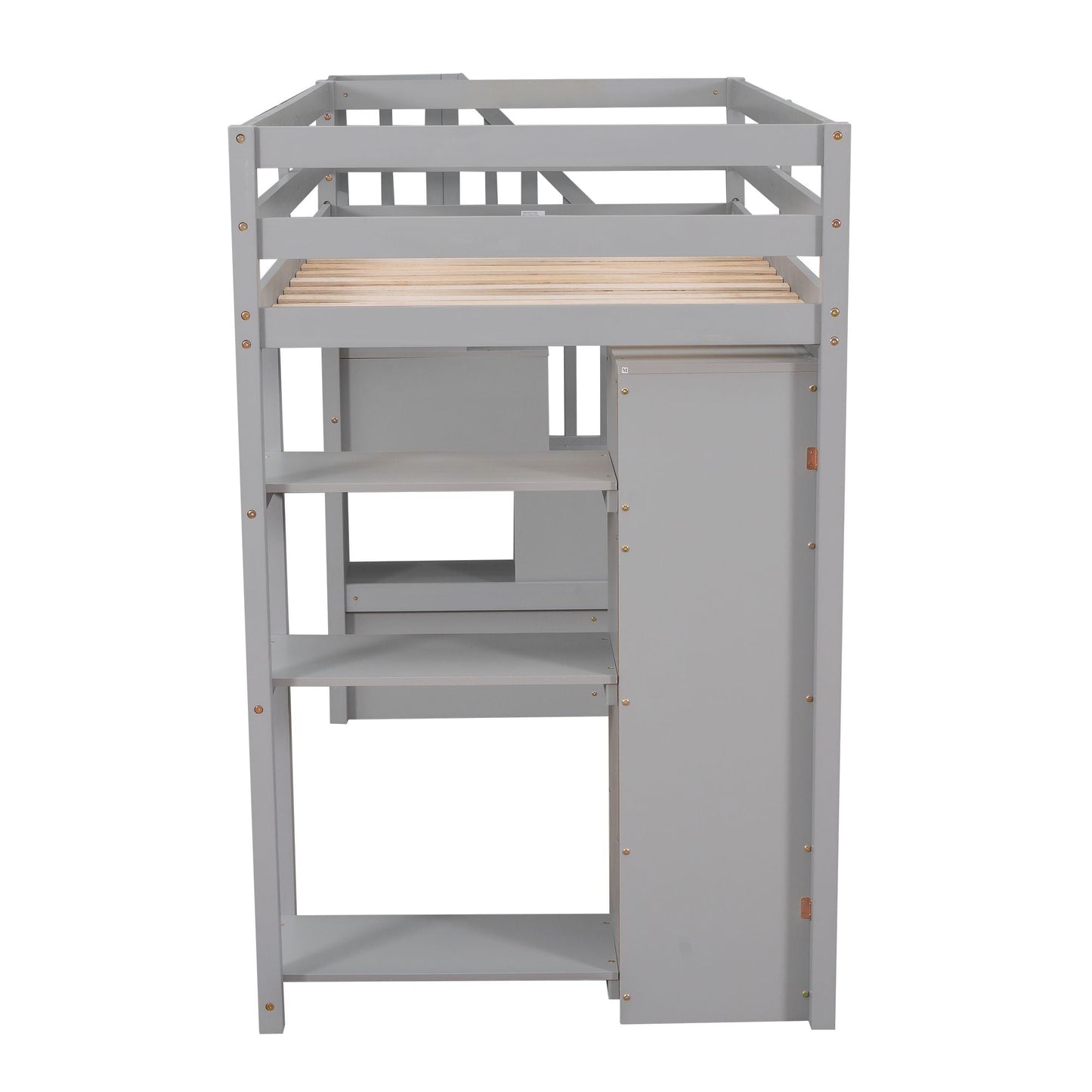 Kids Bedroom Twin Wood Loft Bed with Storage Drawers and Stairs, Espresso | Just Better Bunk Beds