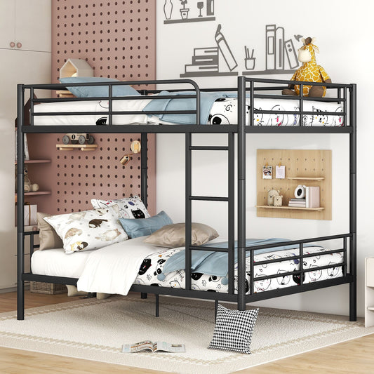 Heavy-Duty Full Over Full Metal Bunk Bed with Safety Guardrails and Ladder, Space-Saving Design, Black | Just Better Bunk Beds