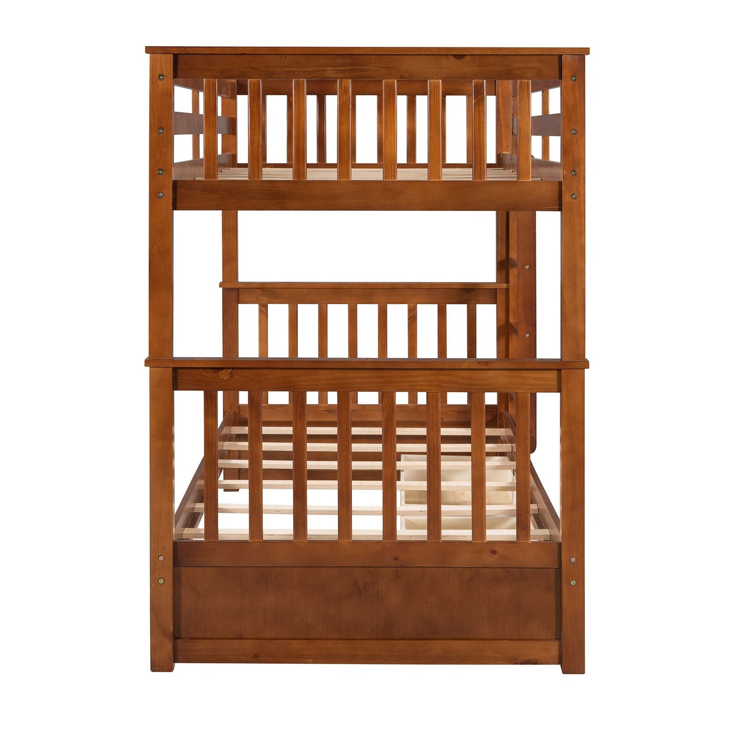 Shared Room Solution Twin Over Twin Wood Bunk Bed with Ladders and Storage Drawers, Walnut | Just Better Bunk Beds