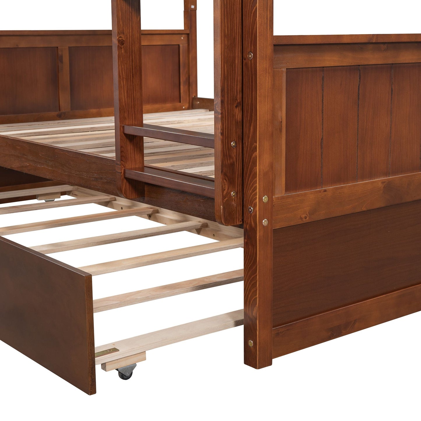 Shared Room Solution Full Over Full Wood Bunk Bed with Twin Trundle, White | Just Better Bunk Beds