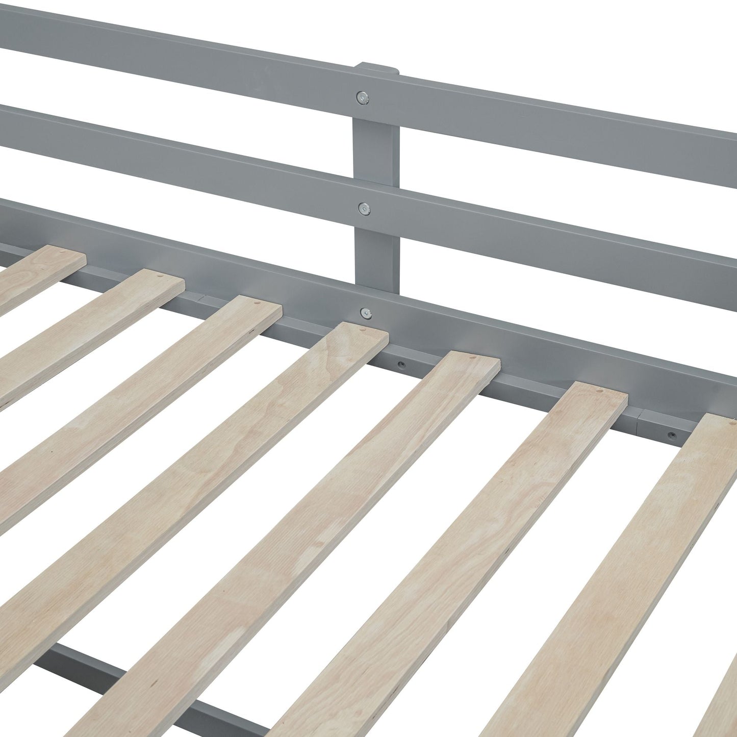 Space-Saving Twin Low Loft Wood Bed with Rolling Desk, Shelf, Drawers, White | Just Better Bunk Beds