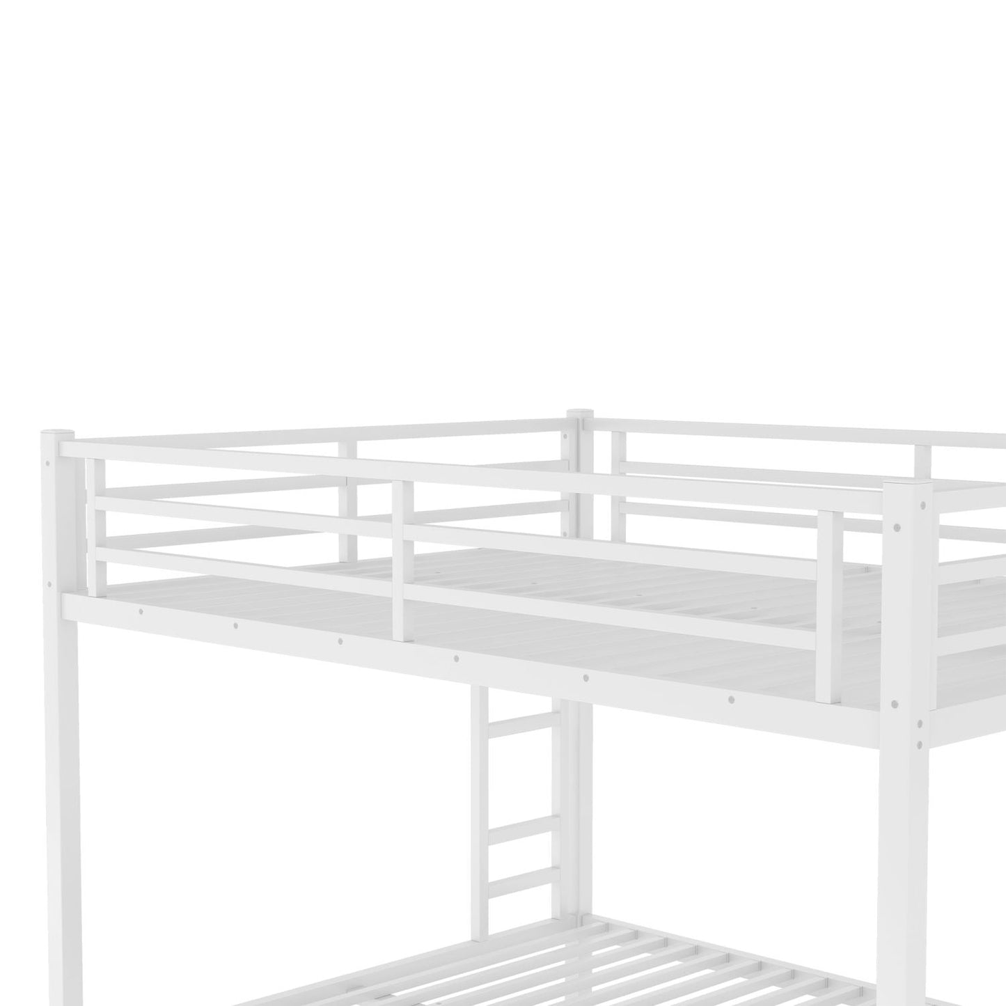 Heavy-Duty Queen Over Queen Metal Bunk Bed for Teens and Adults, Space-Saving, Noise Reduced, No Box Spring Needed, White | Just Better Bunk Beds