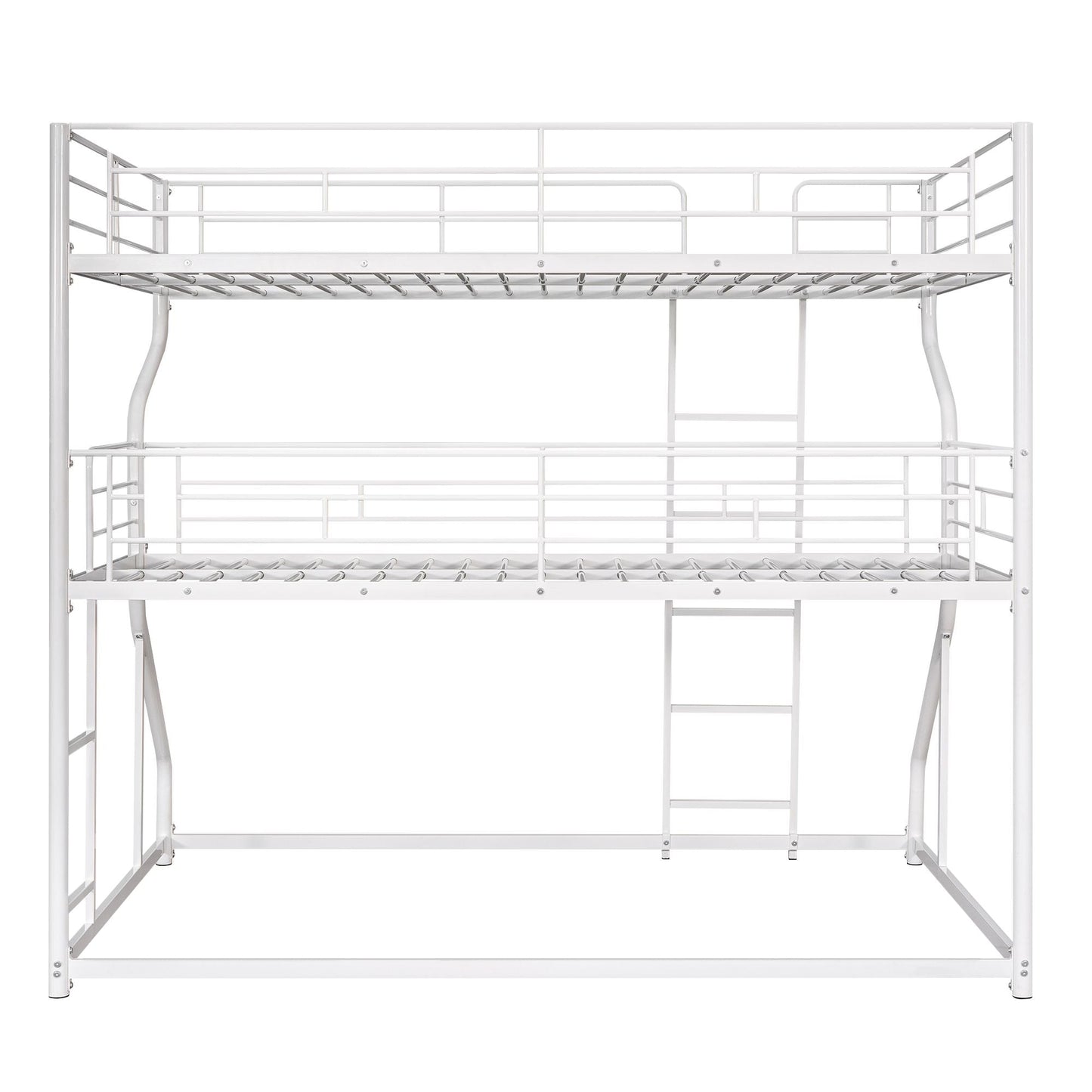 Shared Room Solution Full XL Over Twin XL Over Queen Wood Triple Bunk Bed, White | Just Better Bunk Beds