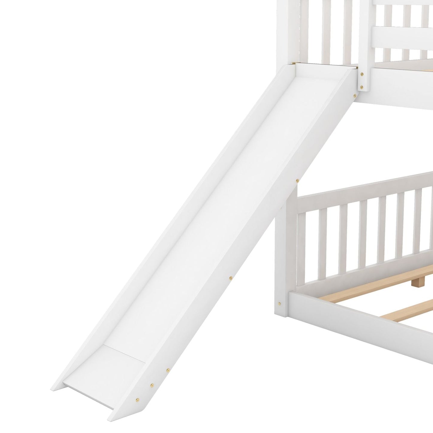 Convertible Slide Full Over Full Wood Bunk Bed with Ladder, White | Just Better Bunk Beds