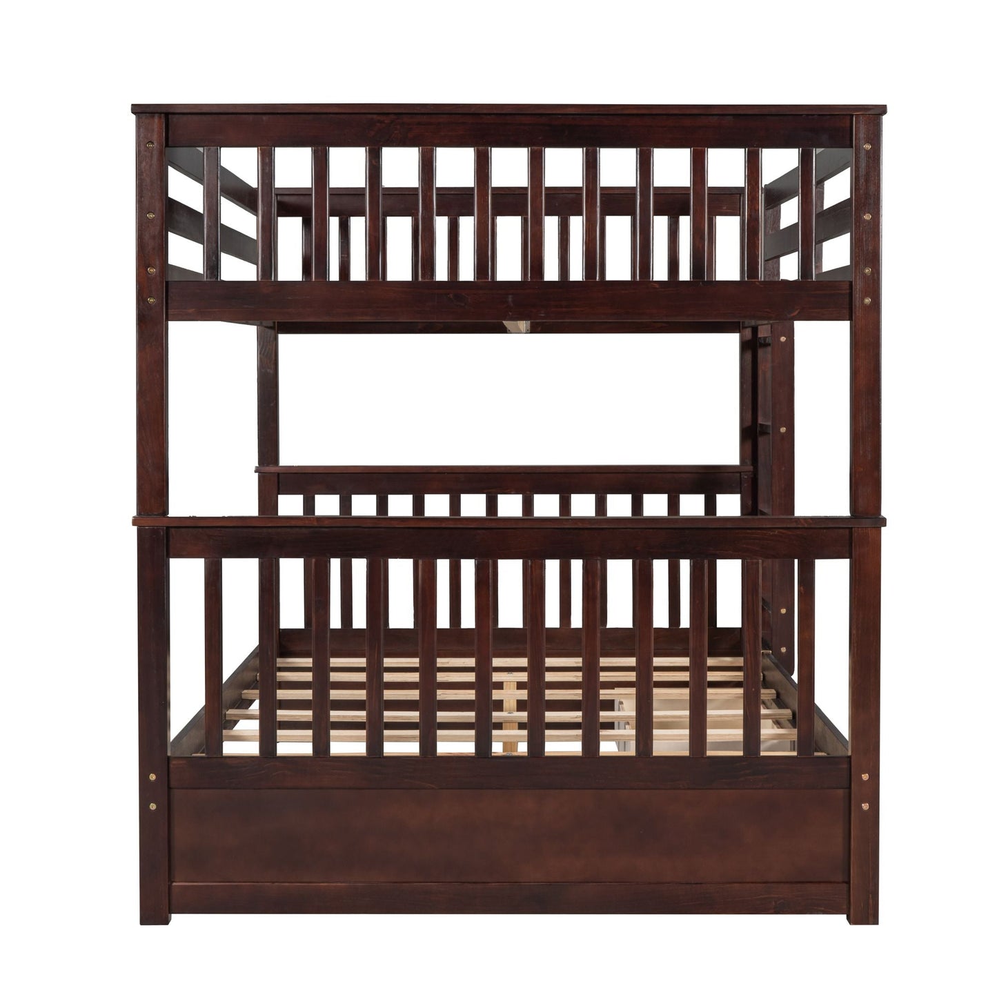 Storage-Focused Full Over Full Wood Bunk Bed with Ladders and Drawers, Espresso | Just Better Bunk Beds