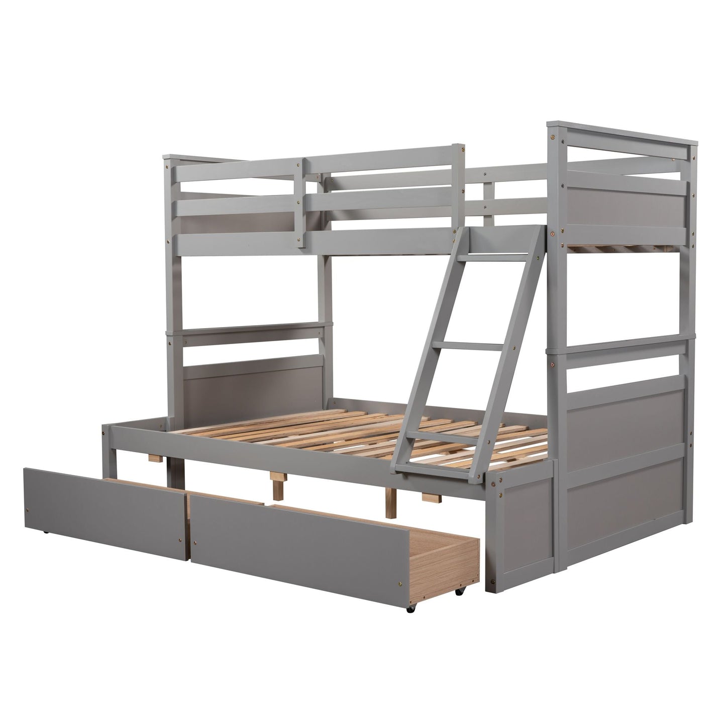 Space-Saving Twin Over Full Wood Bunk Bed with Storage, White | Just Better Bunk Beds