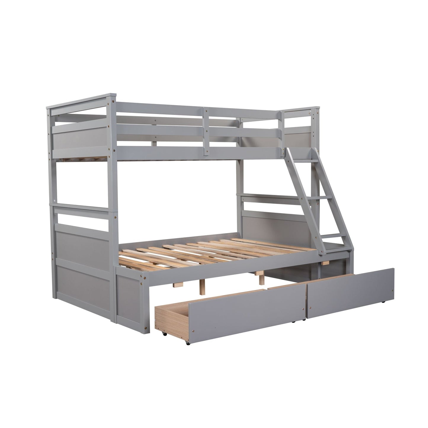Space-Saving Twin Over Full Wood Bunk Bed with Storage, White | Just Better Bunk Beds