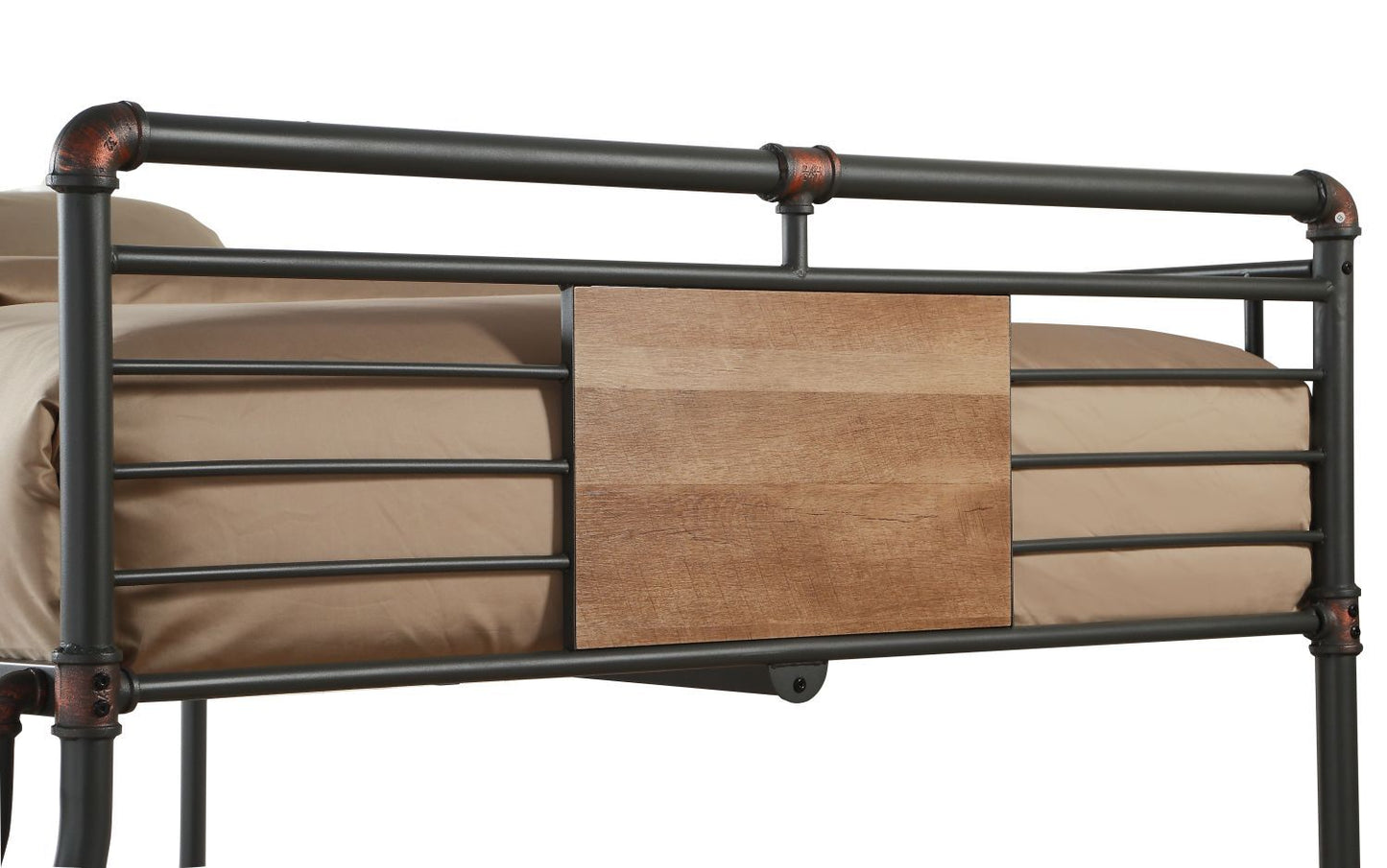House-Style Full XL Over Queen Wood Bunk Bed Black and Dark Bronze Hand-Brushed Finish | Just Better Bunk Beds