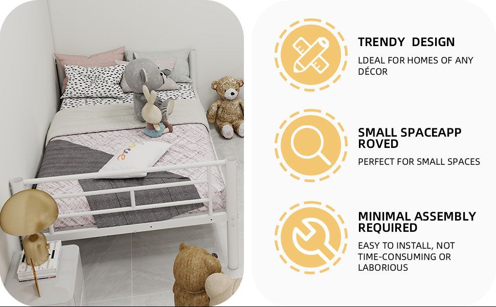 Convertible Twin Over Twin Metal Bunk Bed with Ladder and Guardrail, Metal | Just Better Bunk Beds