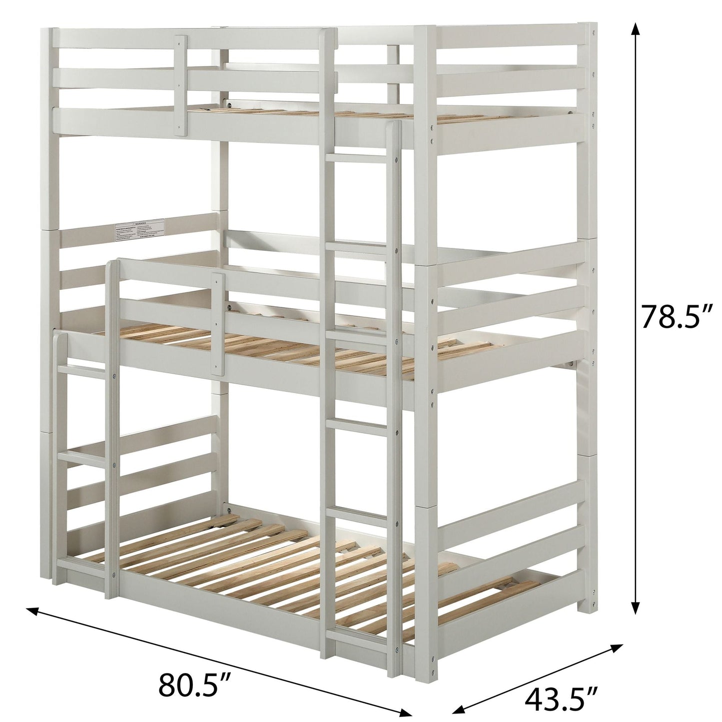 Heavy-Duty Twin Wood Triple Bunk Bed with Safety Guardrails, Space-Saving Design, Easy Assembly, Gray | Just Better Bunk Beds