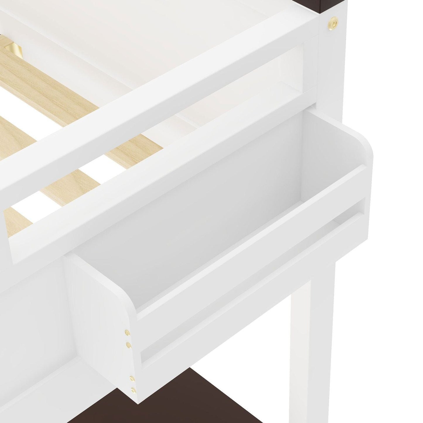 Space-Saving Queen Wood Loft Bed with Desk, Storage & USB Charging Station, White | Just Better Bunk Beds