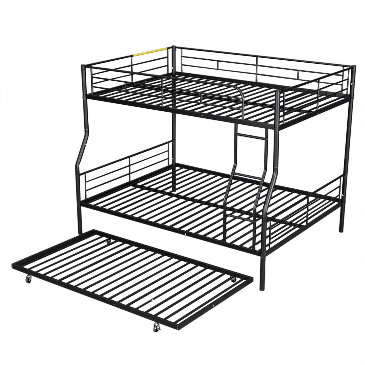 Space-Saving Full XL Over Queen Metal Bunk Bed with Trundle, Black | Just Better Bunk Beds