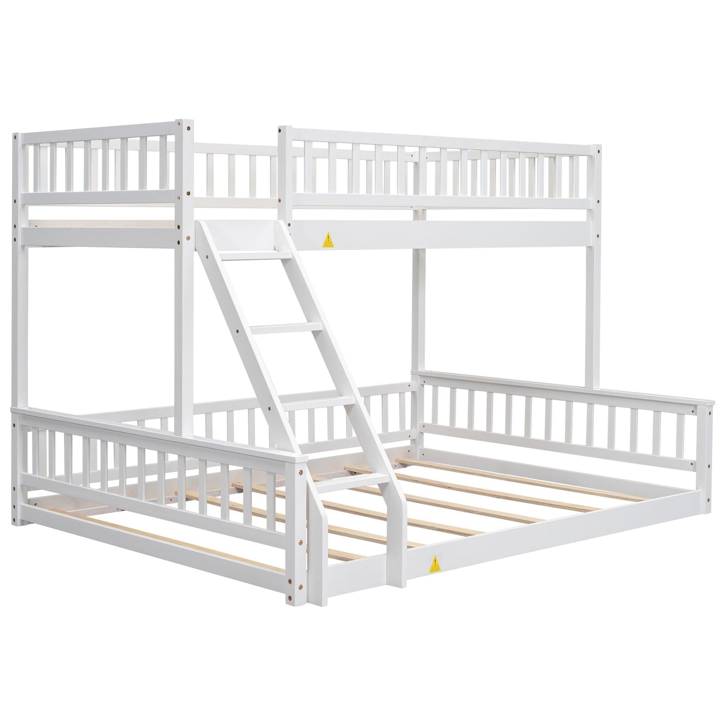 Shared Room Solution Twin XL Over Queen Wood Bunk Bed, White | Just Better Bunk Beds