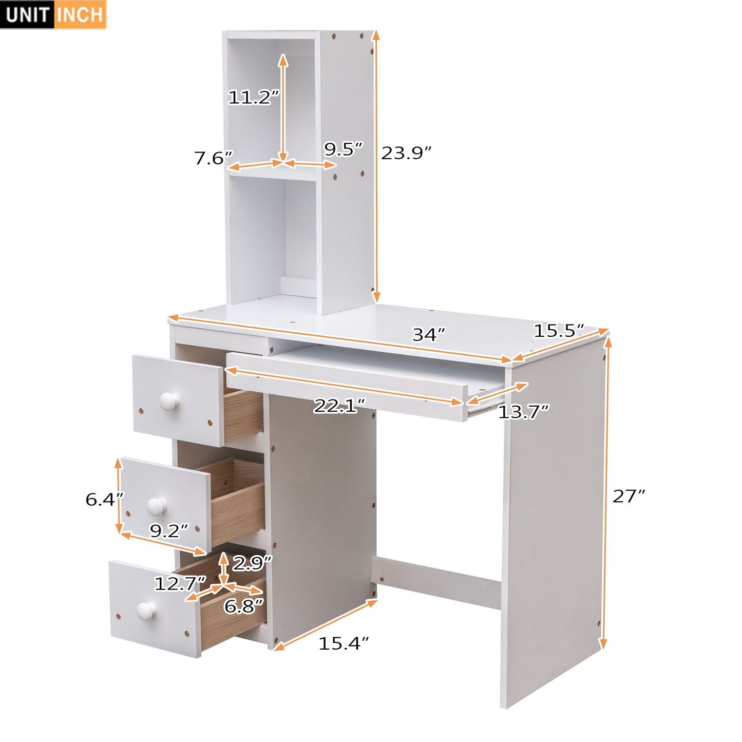 Space-Saving Twin Wood Loft Bed with Stand-Alone Bed, Storage Staircase, Desk, Shelves and Drawers, White | Just Better Bunk Beds