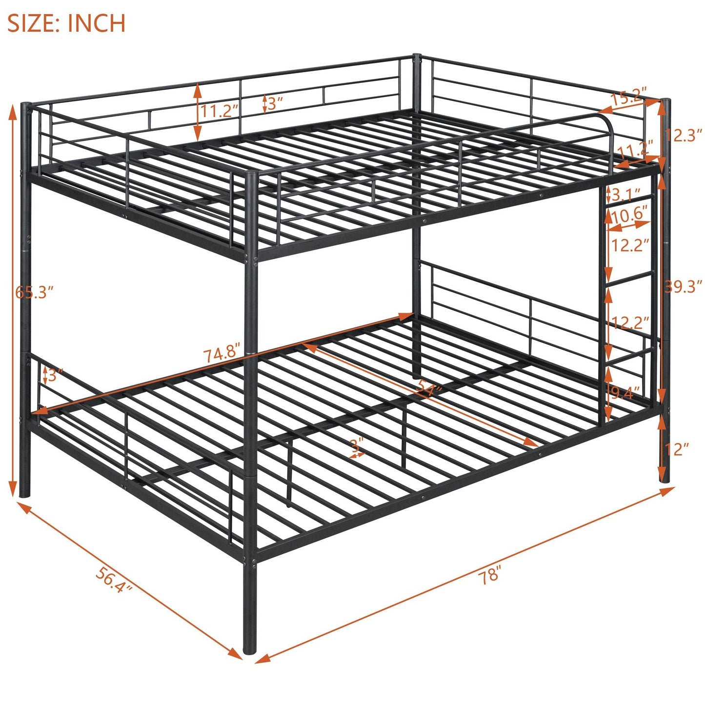 Space-Saving Full Over Full Metal Bunk Bed, Available in Black, Silver, and White | Just Better Bunk Beds