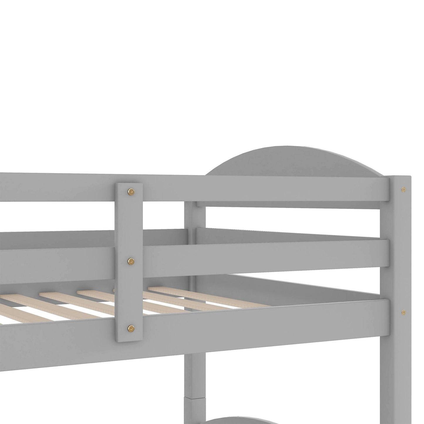 Space-Saving Twin L-Shaped Wood Bunk Bed with Trundle, Gray | Just Better Bunk Beds