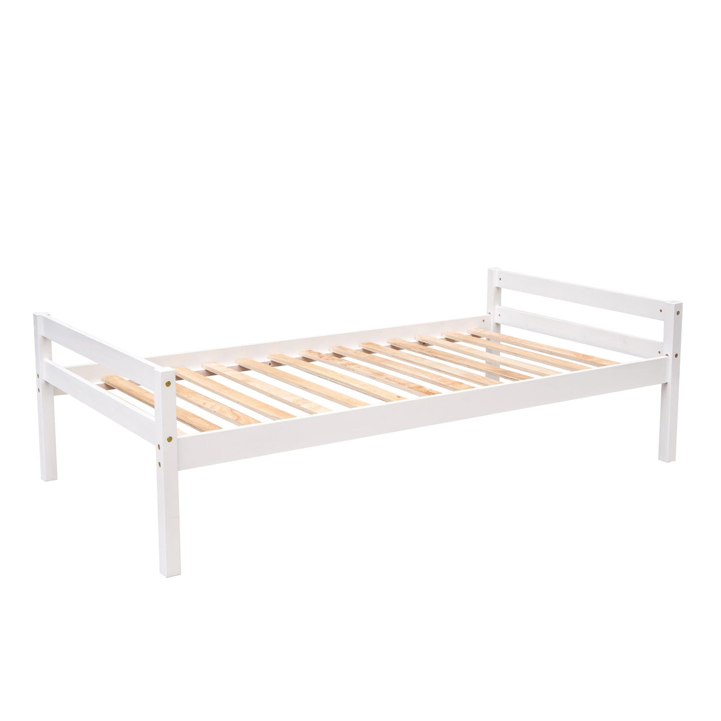 Space-Saving Twin Wood Loft Bed with Stand-Alone Bed, Storage Staircase, Desk, Shelves and Drawers, White | Just Better Bunk Beds