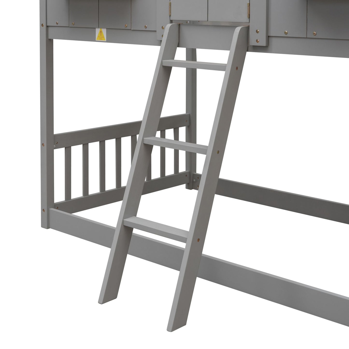 House-Style Twin Over Twin Wood Bunk Bed with Roof, Window, Door, and Ladder, Multiple Colors | Just Better Bunk Beds