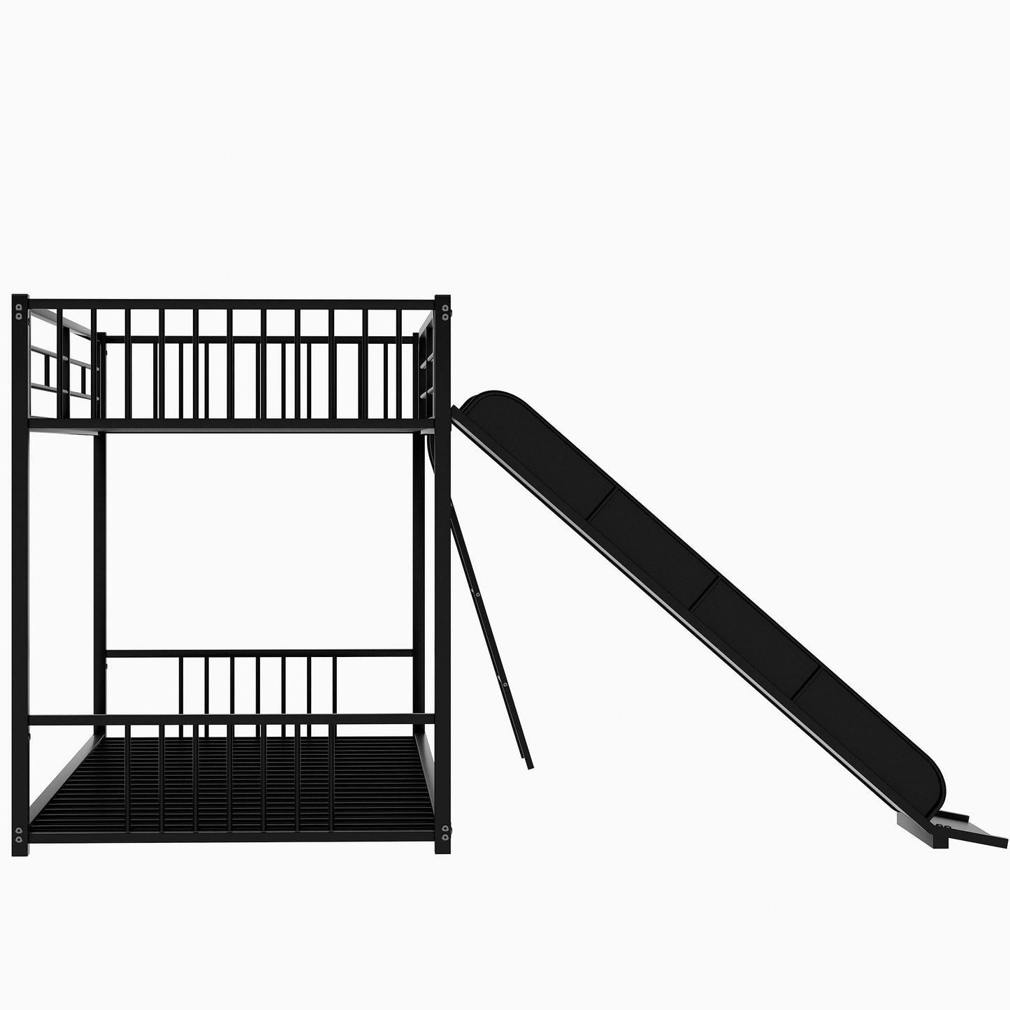 Space-Saving Metal Bunk Bed with Slide Twin Over Twin, White | Just Better Bunk Beds