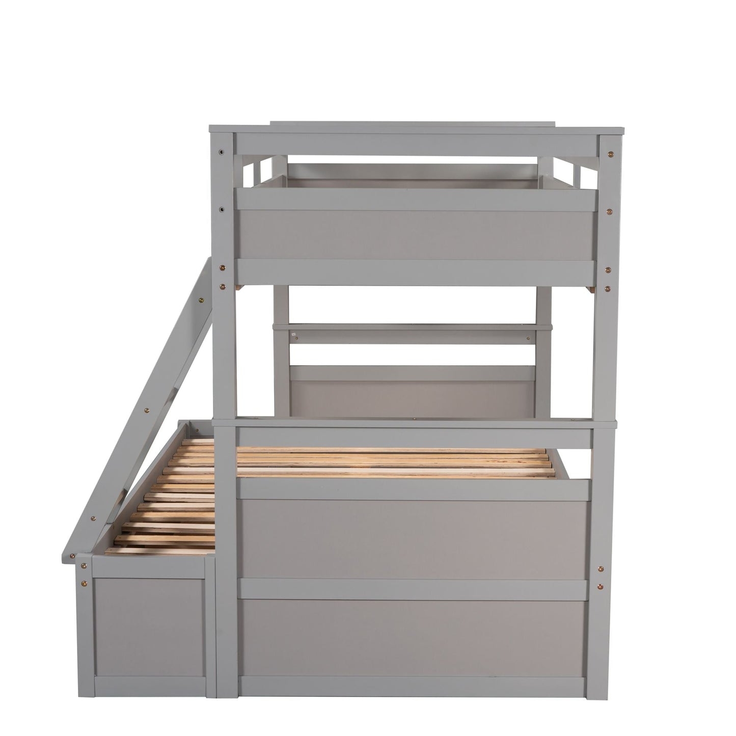 Space-Saving Twin Over Full Wood Bunk Bed with Storage, White | Just Better Bunk Beds