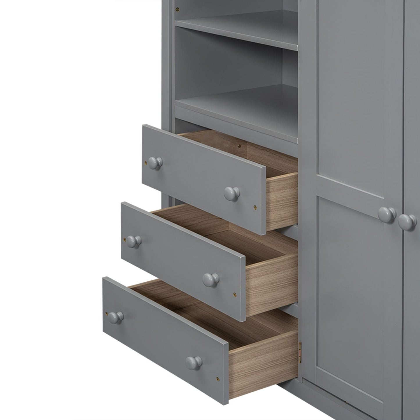 Space-Saving Full Wood Loft Bed with Built-in Wardrobe, Desk & Storage, Gray | Just Better Bunk Beds
