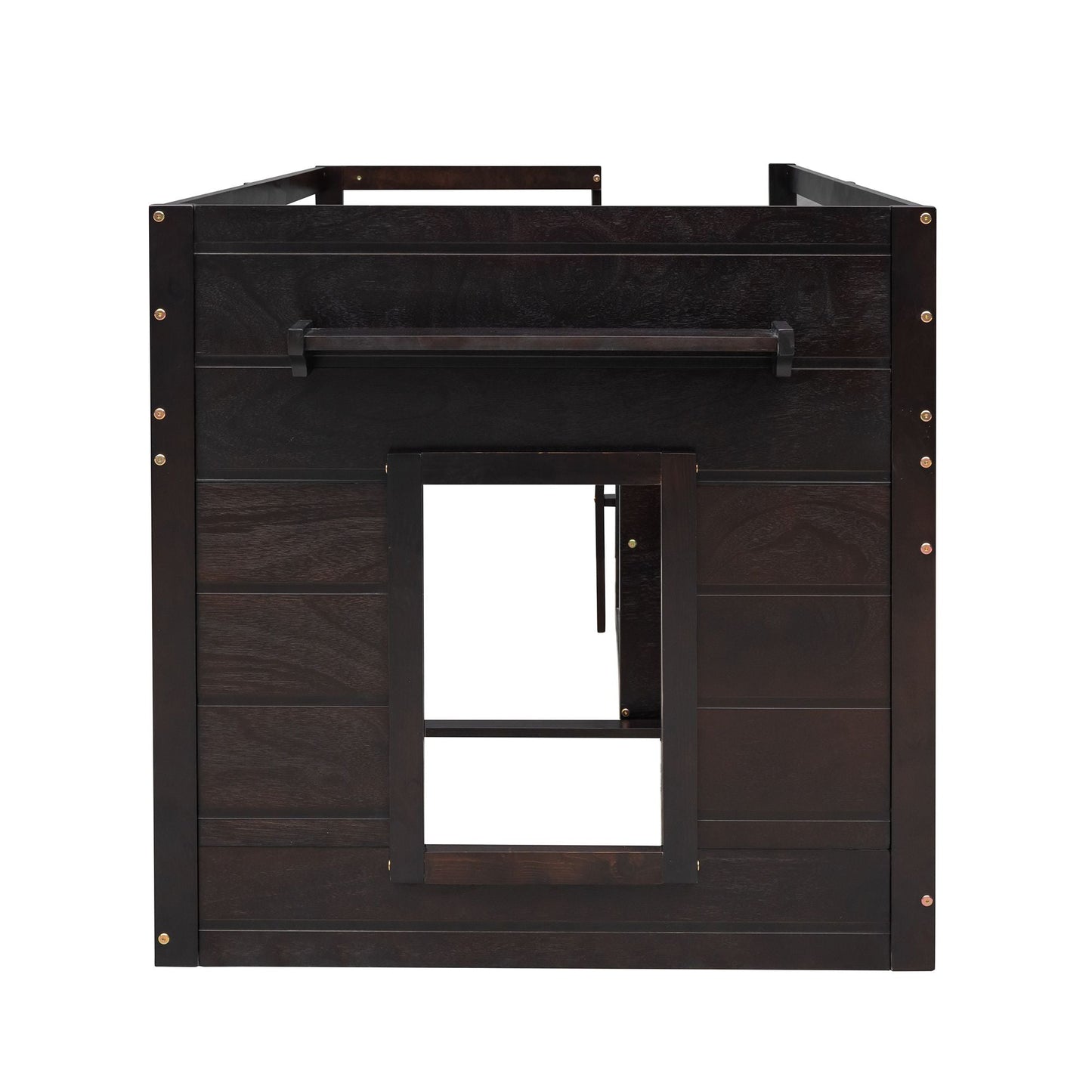 Kids Bedroom Twin Wood Loft Bed with Cabinet and Shelf, White | Just Better Bunk Beds