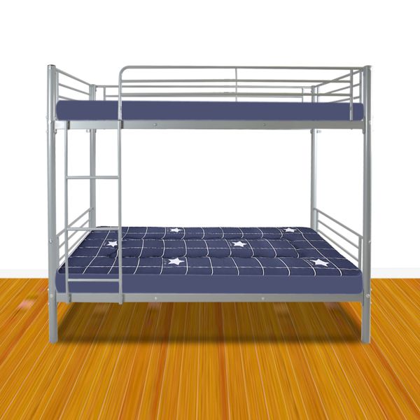 Iron Bed Bunk Bed with Ladder for Kids Twin Size Gray