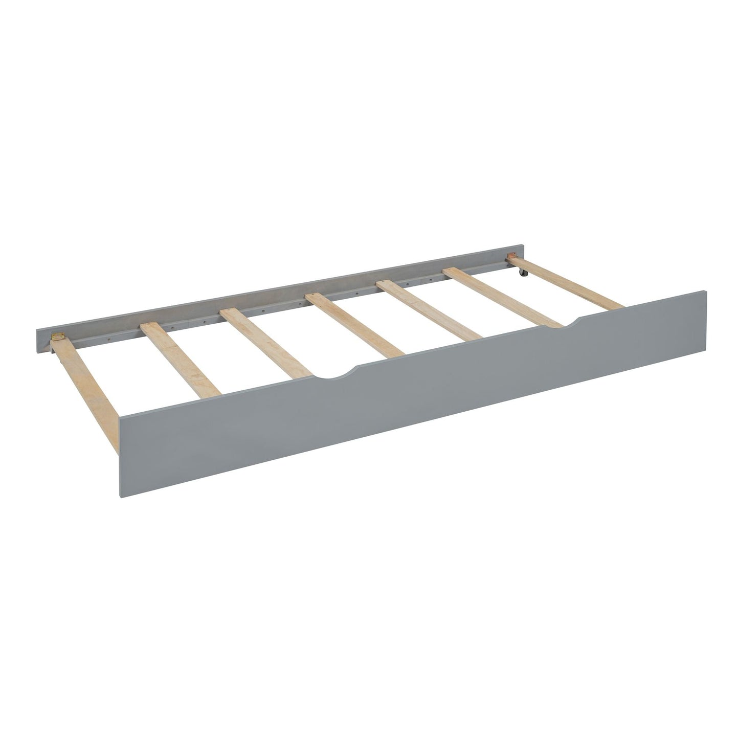 Space-Saving Twin Over Twin Wood Bunk Bed with Twin Trundle, Storage, Desk, Gray | Just Better Bunk Beds