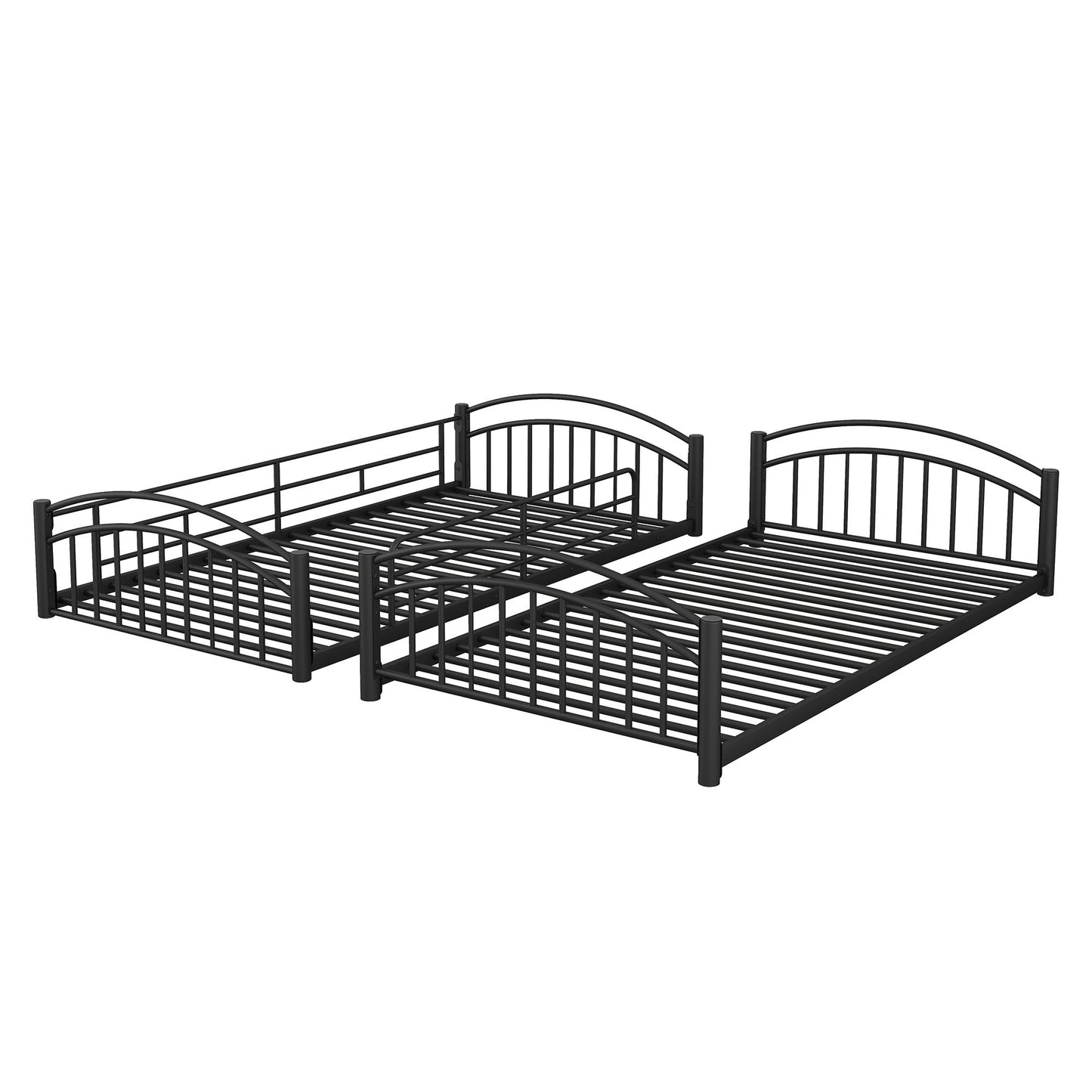 Kids Bedroom Twin Over Twin Metal Bunk Bed with Slide, Black | Just Better Bunk Beds