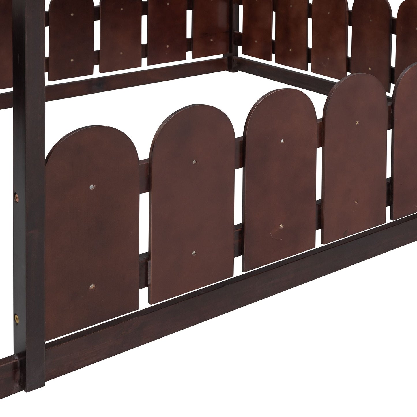 Kids Bedroom Full Wood Bed Frame with Protective Fence, White | Just Better Bunk Beds