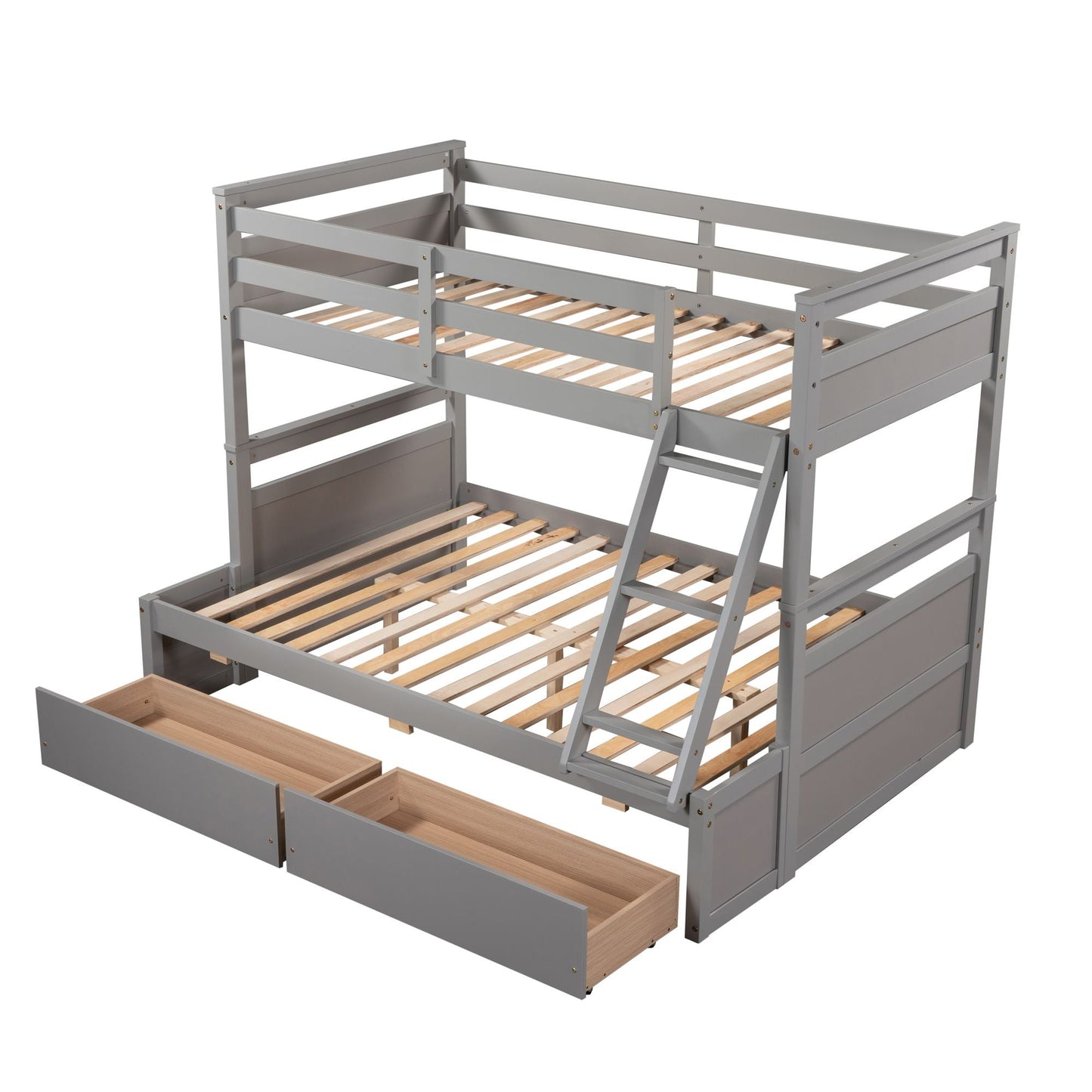 Space-Saving Twin Over Full Wood Bunk Bed with Storage, White | Just Better Bunk Beds