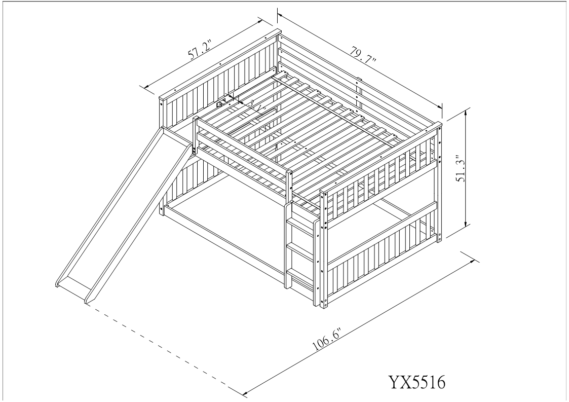 Space-Saving Full Over Full Wood Bunk Bed with Slide and Safety Guardrails, White | Just Better Bunk Beds