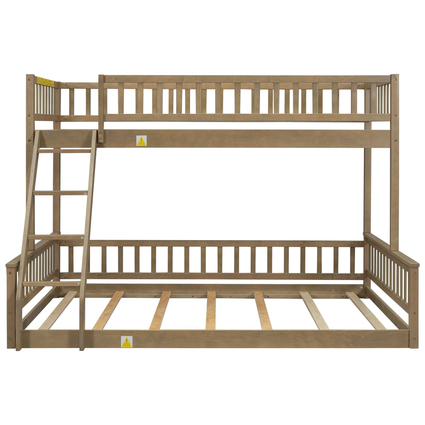 Shared Room Solution Twin XL Over Queen Wood Bunk Bed, Walnut | Just Better Bunk Beds