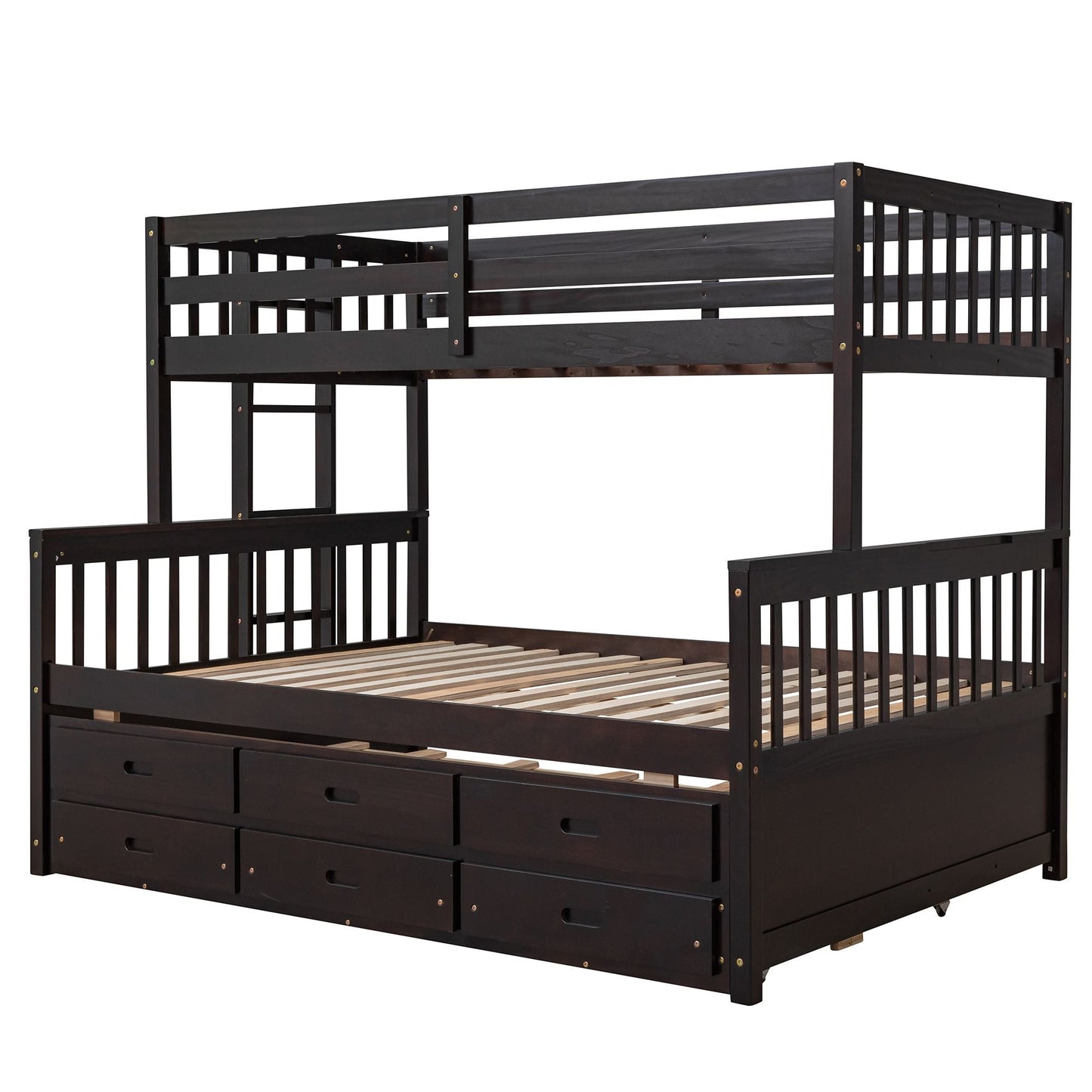 Versatile Twin Over Full Wood Bunk Bed, White with Trundle and Drawers | Just Better Bunk Beds