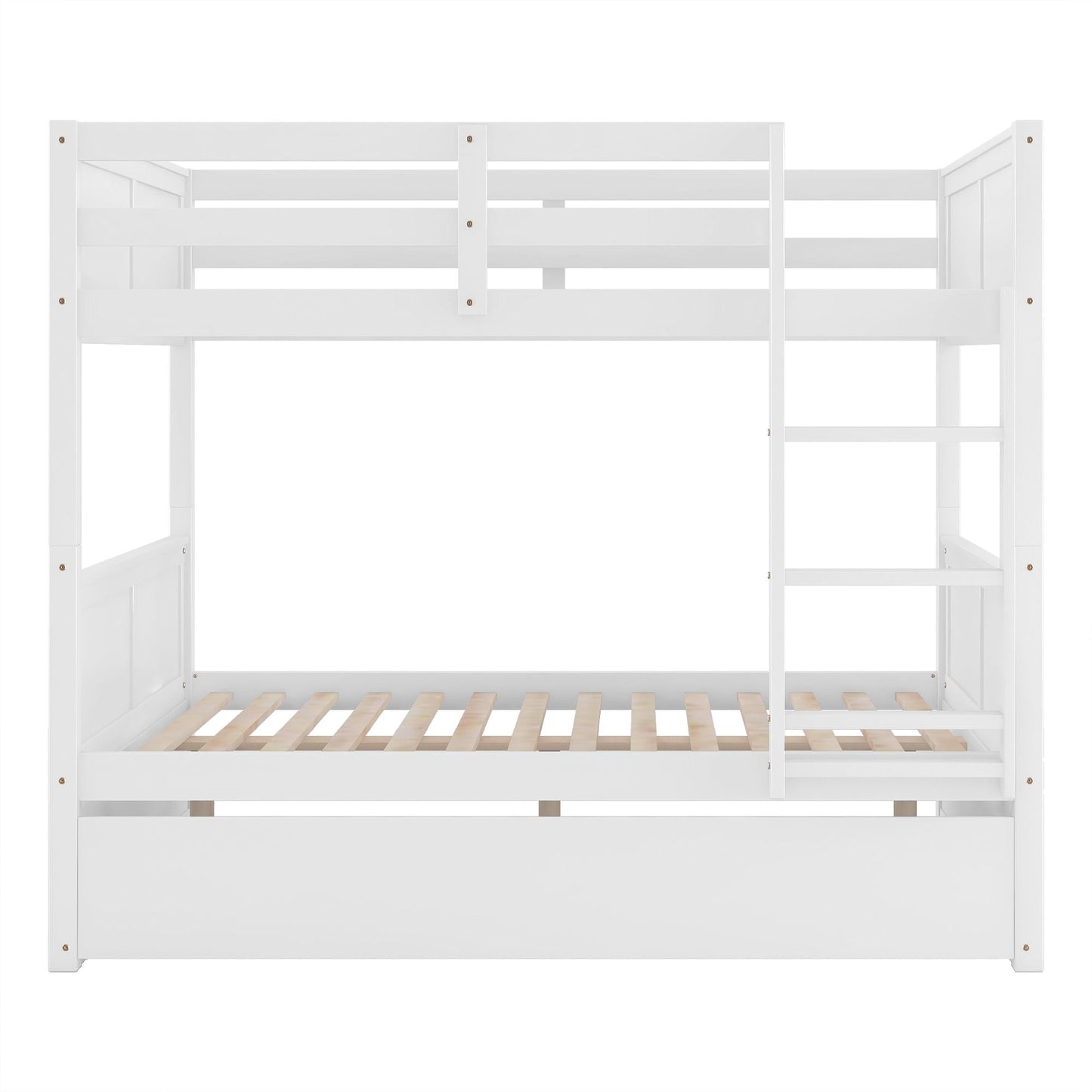 Shared Room Solution Full Over Full Wood Bunk Bed with Twin Trundle, White | Just Better Bunk Beds