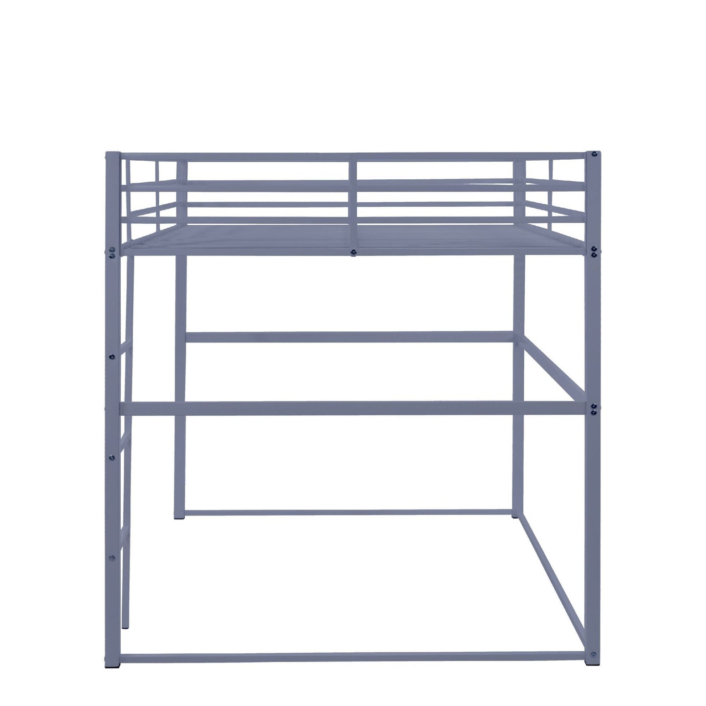Heavy-Duty Full Metal Loft Bed with Guard Rails and Ladder, Gray | Just Better Bunk Beds